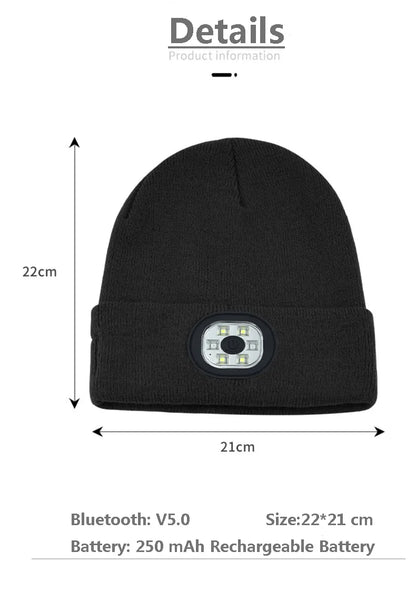 GlowBeanieCo™ Hands-Free LED + Bluetooth Beanie
