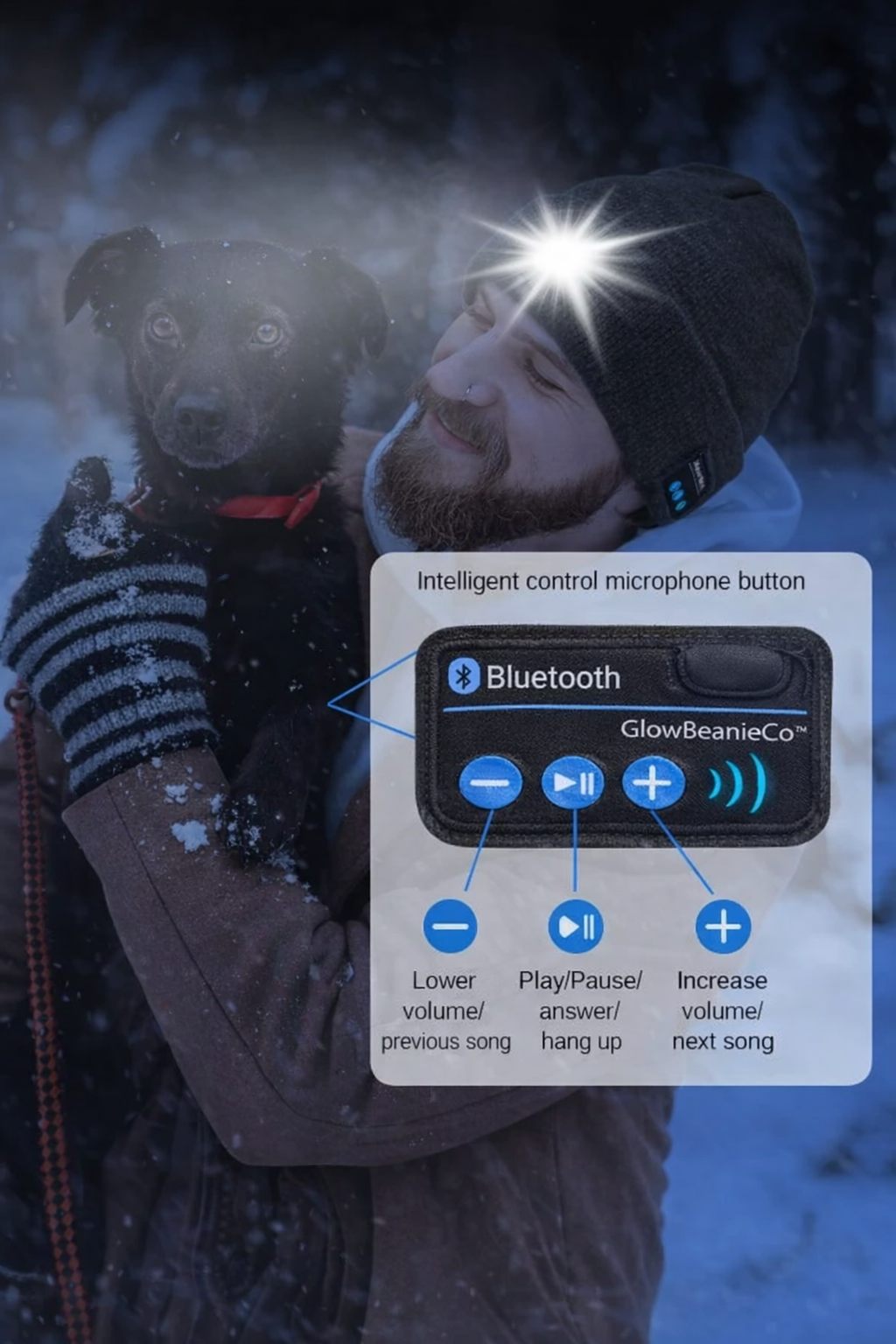 GlowBeanieCo™ Hands-Free LED + Bluetooth Beanie